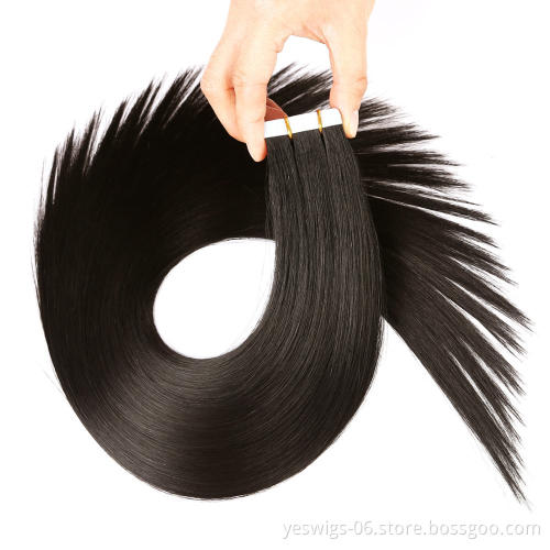 Virgin Indian 100 Human Hair Vendors Natural 1b Color Tape In Virgin Donor Cuticle Aligned Unprocessed Human Hair Extension